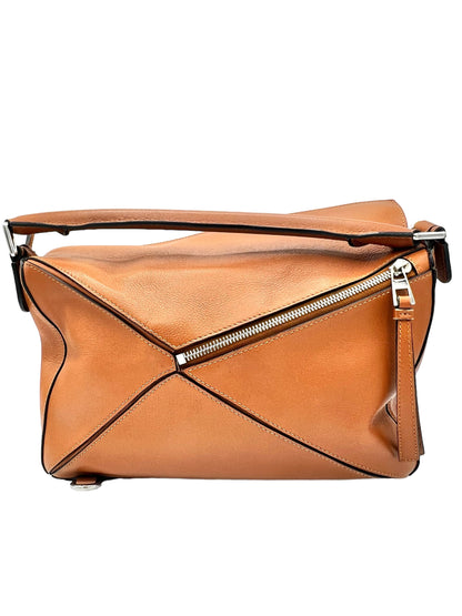 LOEWE PUZZLE MEDIUM LEATHER SHOULDER BAG TAN