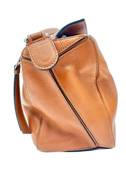 LOEWE PUZZLE MEDIUM LEATHER SHOULDER BAG TAN