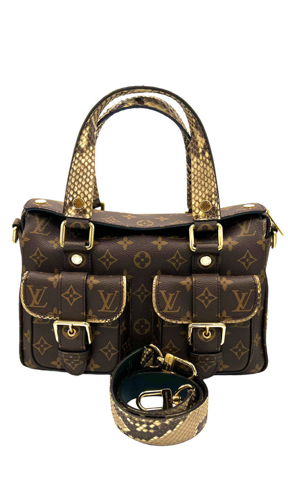 LOUIS VUITTON 2017 MONOGRAM MANHATTAN NM WITH PYTHON