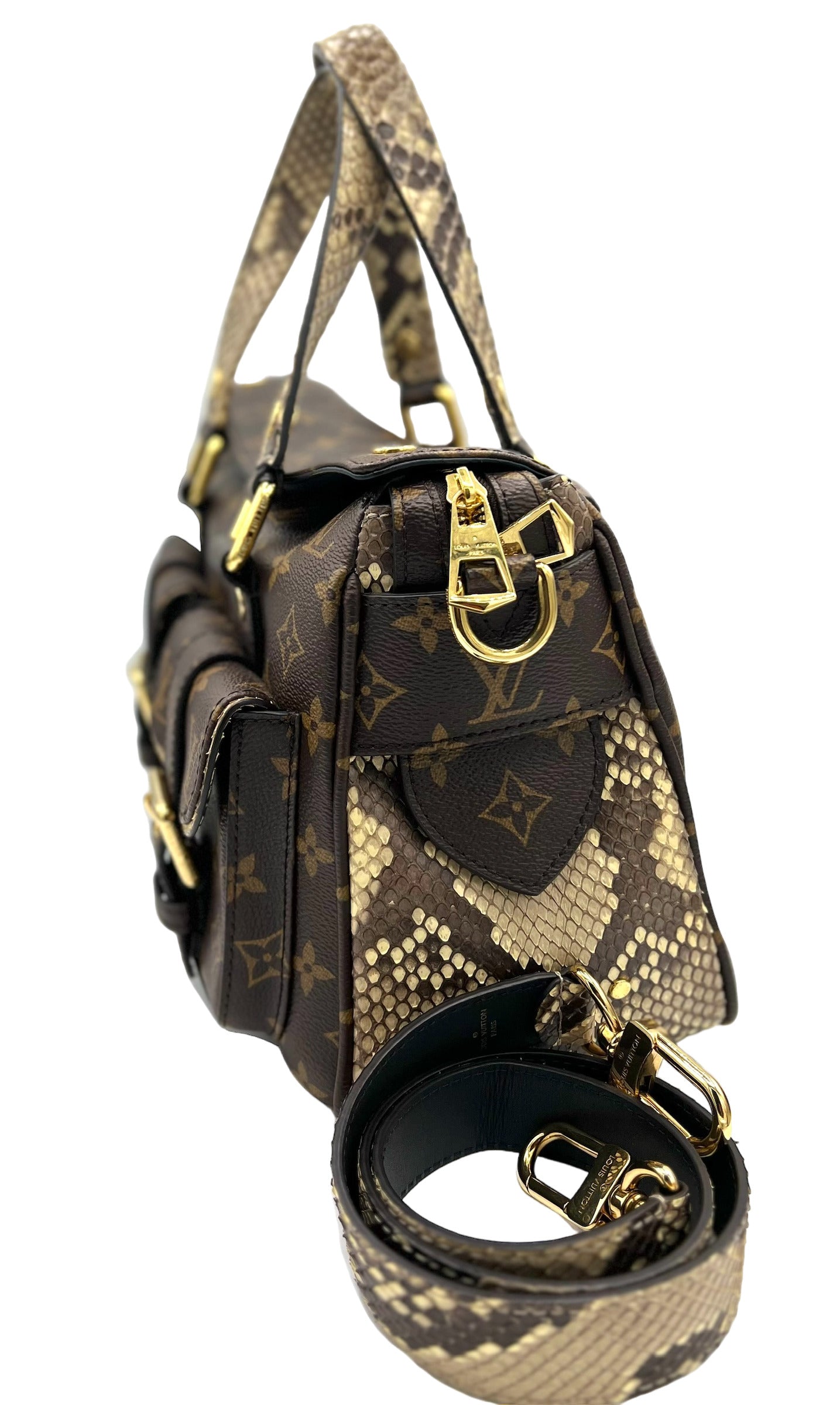 LOUIS VUITTON 2017 MONOGRAM MANHATTAN NM WITH PYTHON