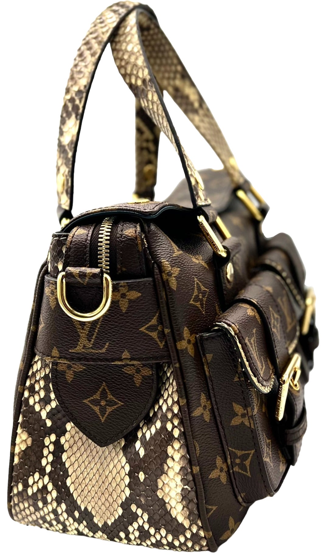 LOUIS VUITTON 2017 MONOGRAM MANHATTAN NM WITH PYTHON