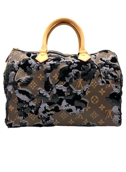 LOUIS VUITTON BROWN MONOGRAM FLEUR DE JAIS SPEEDY 30