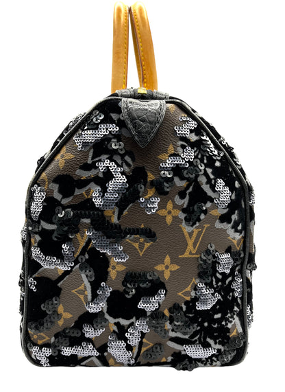 LOUIS VUITTON BROWN MONOGRAM FLEUR DE JAIS SPEEDY 30