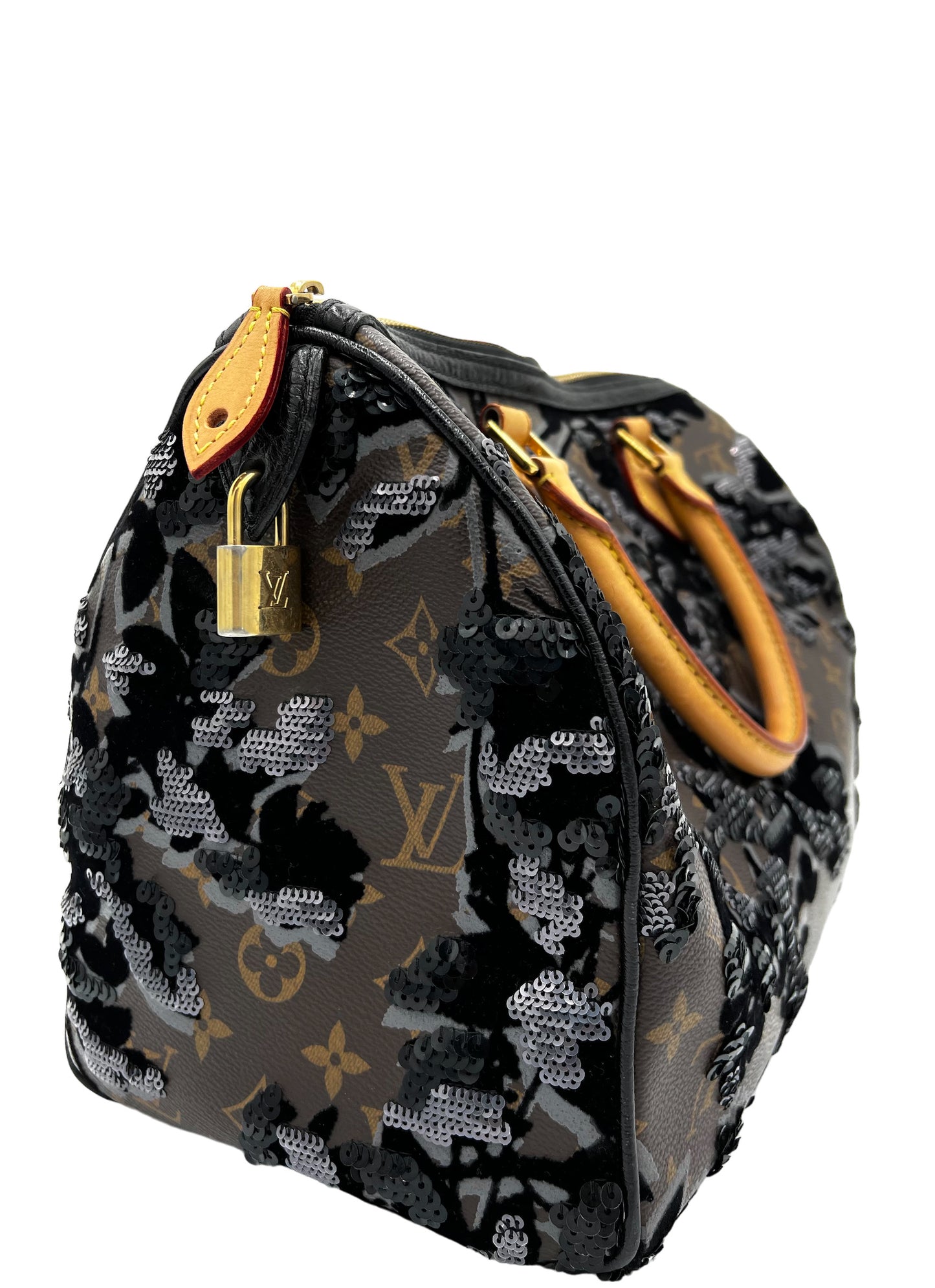 LOUIS VUITTON BROWN MONOGRAM FLEUR DE JAIS SPEEDY 30