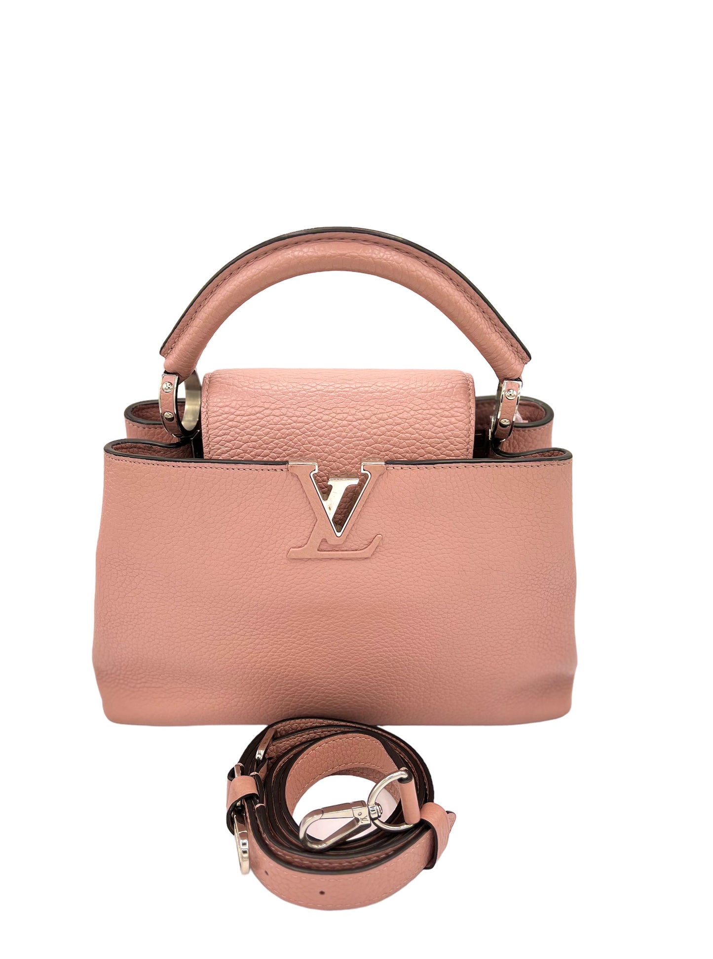 LOUIS VUITTON CAPUCINES BB TAURILLON LEATHER NUDE PINK