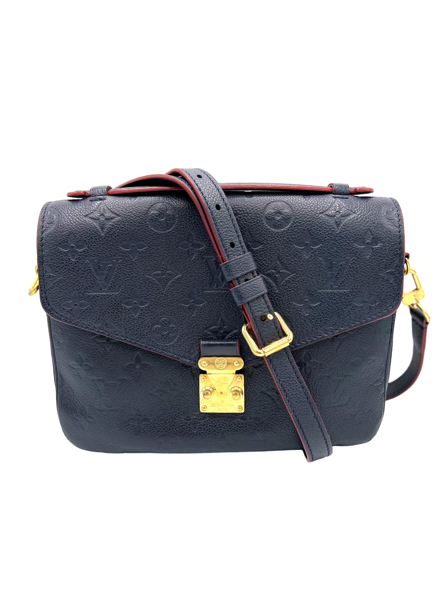 LOUIS VUITTON POCHETTE METIS NAVY AND RED MONOGRAM EMPREINTE