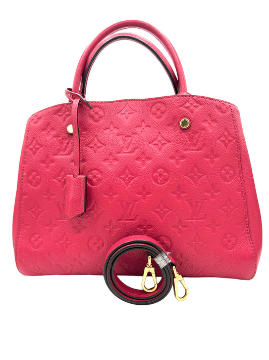 LOUIS VUITTON DAHLIA EMPREINTE LEATHER MONTAIGNE BB SHOULDER BAG RED