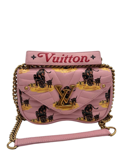 LOUIS VUITTON NEW WAVE CHAIN BAG LIMITED EDITION PRINTED QUILTED LEATHER PM LIGHT PINK