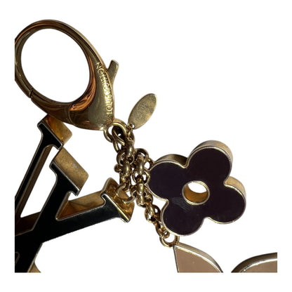 LOUIS VUITTON GOLD TONE FLEUR DE MONOGRAM BAG CHARM