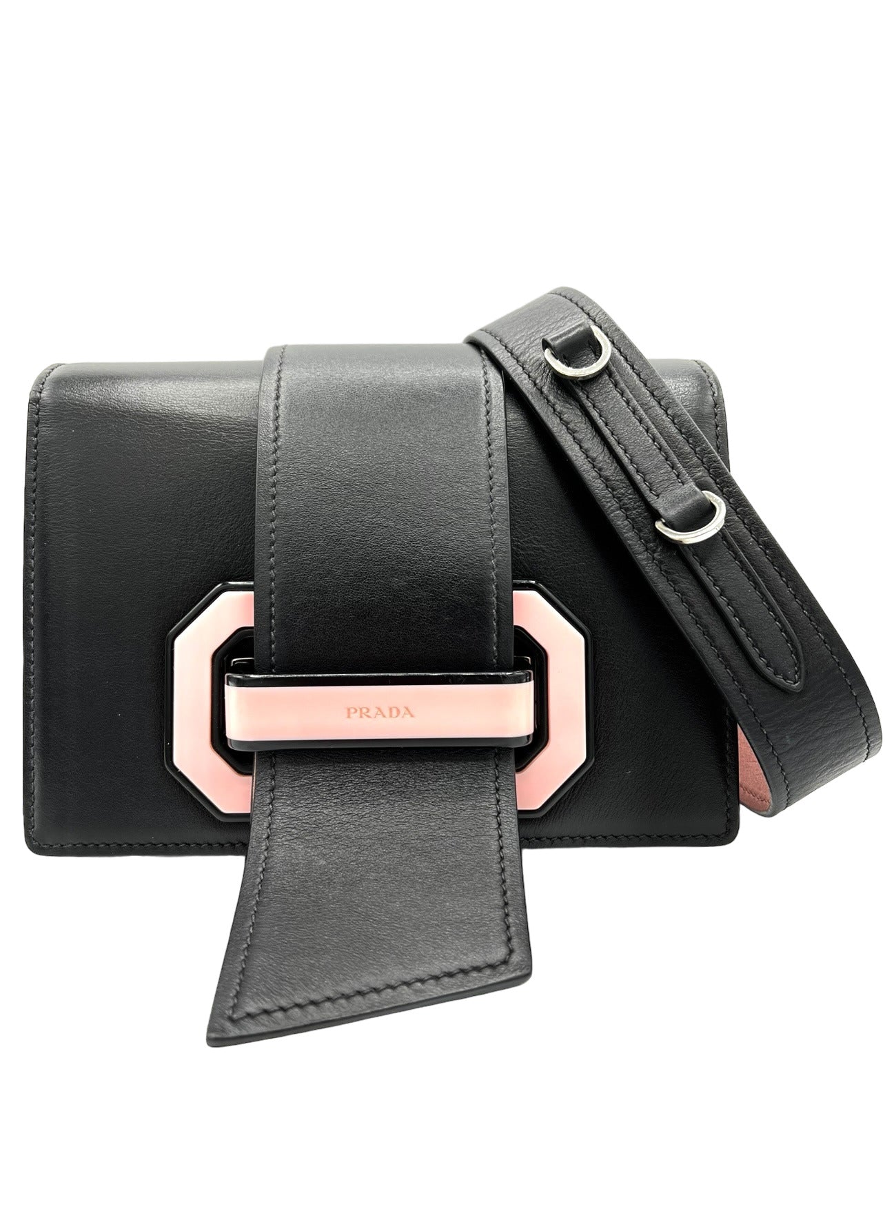 PRADA AUTHENTIC PLEX RIBBON BLACK AND PINK