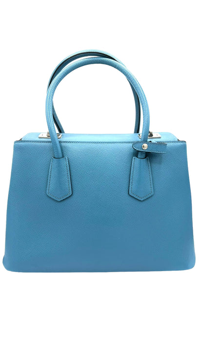 BOLSO TOTE TWIN DE PIEL SAFFIANO AZUL PRADA