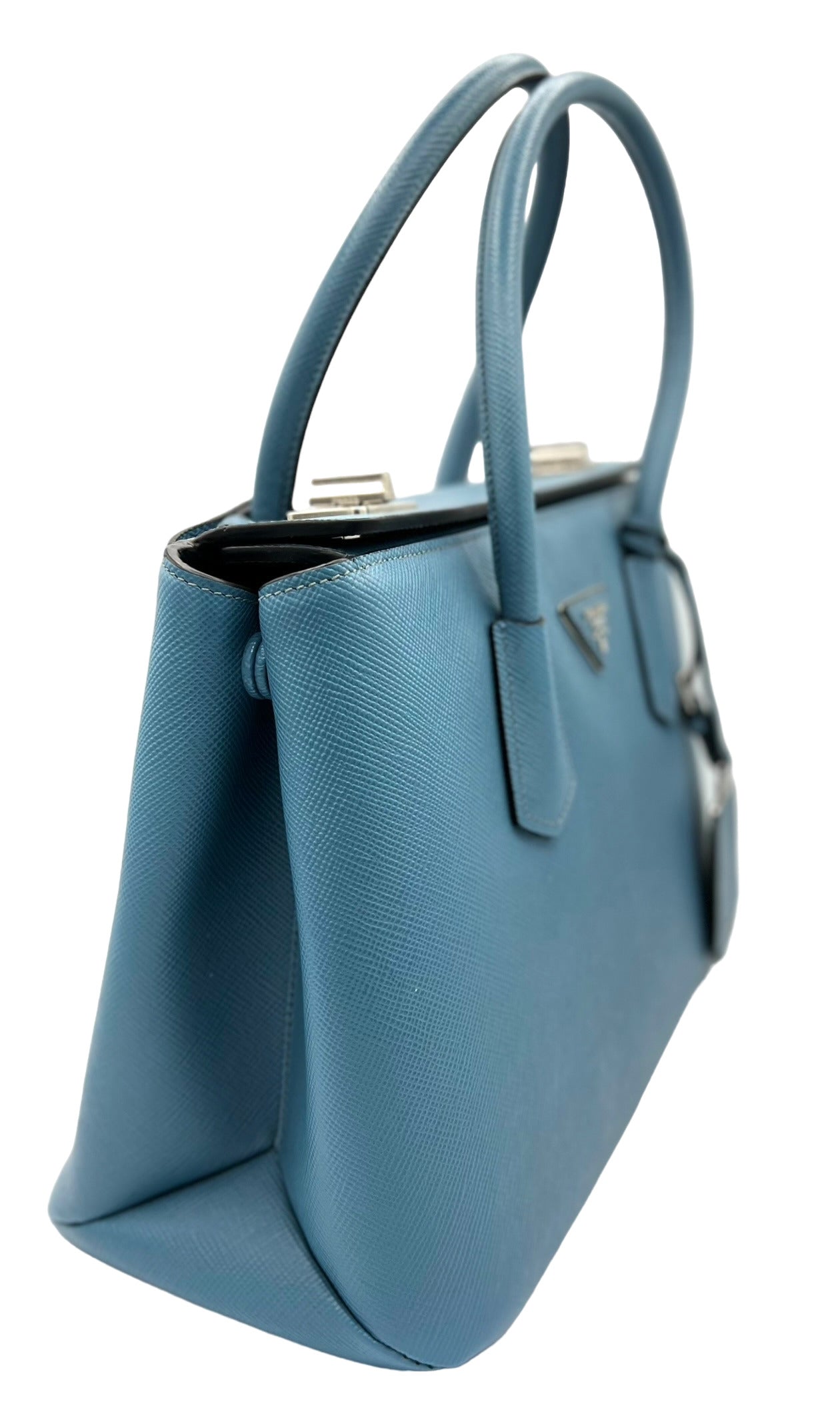 BOLSO TOTE TWIN DE PIEL SAFFIANO AZUL PRADA