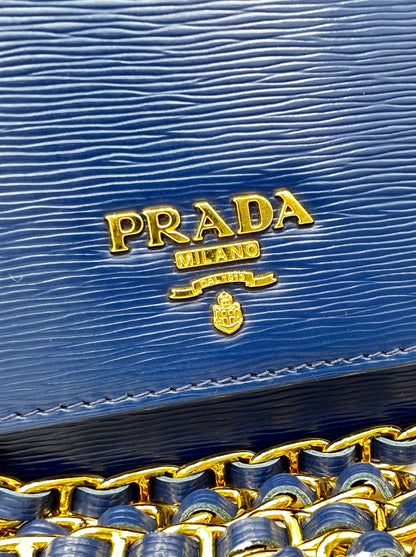 PRADA BLUETTE VITELLO WALLET ON CHAIN CLUTCH BAG