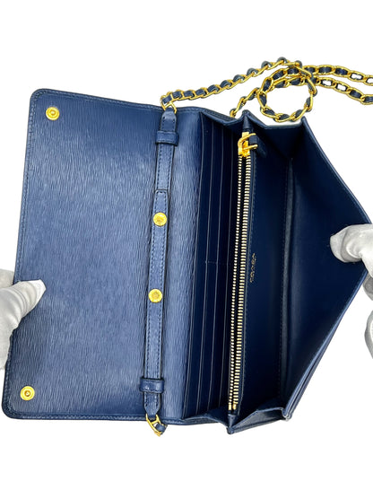 PRADA BLUETTE VITELLO WALLET ON CHAIN CLUTCH BAG