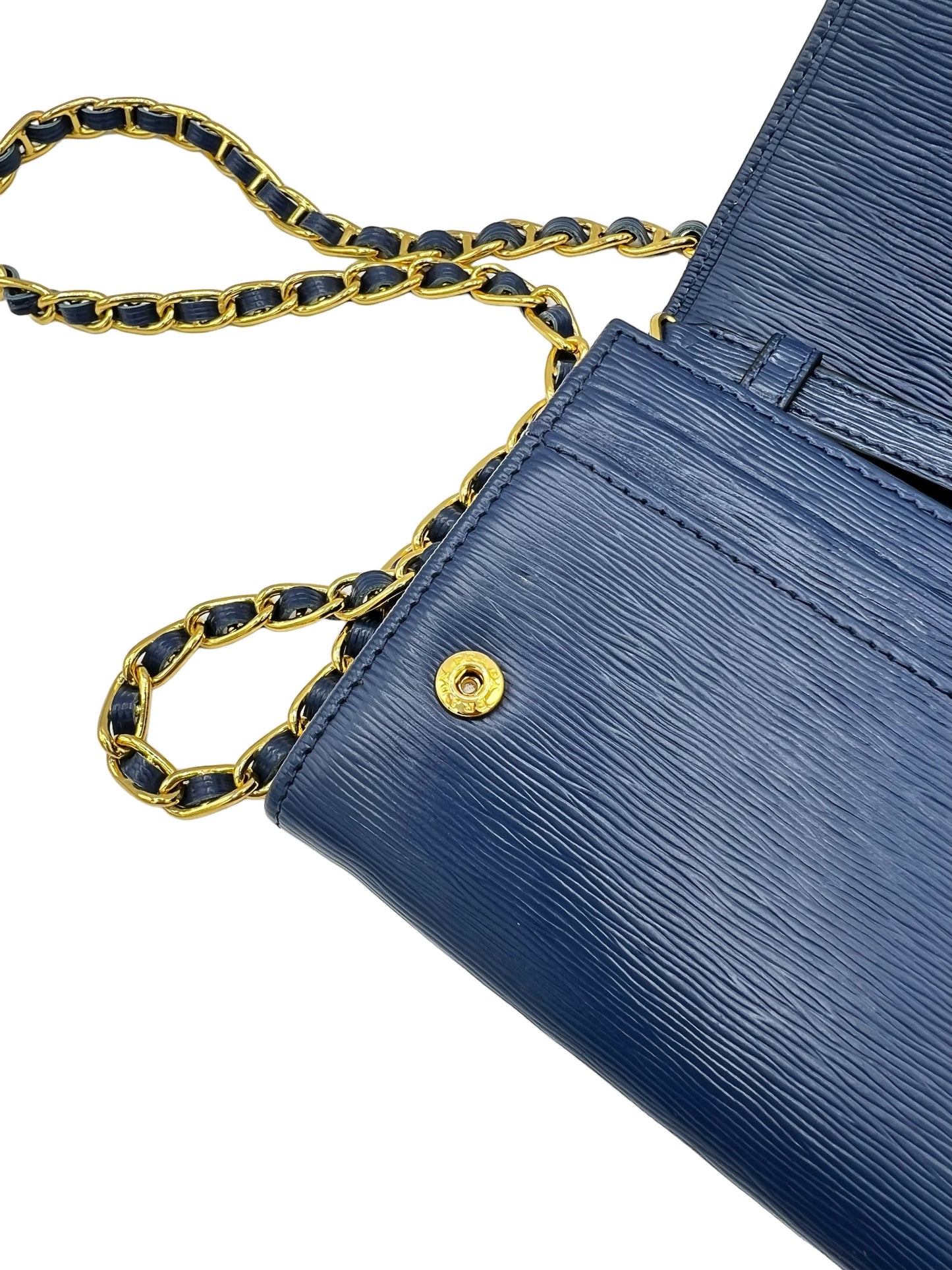 PRADA BLUETTE VITELLO WALLET ON CHAIN CLUTCH BAG