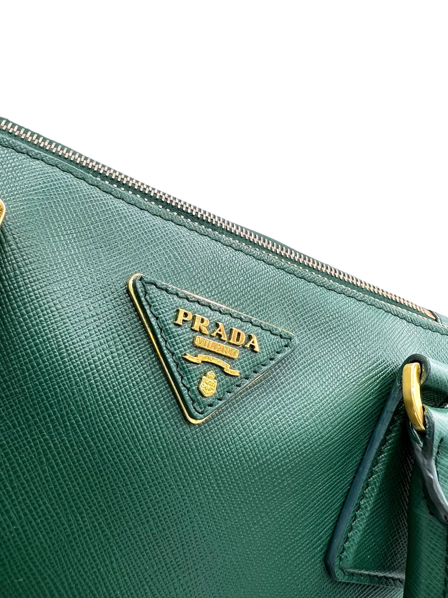 PRADA GREEN SAFFIANO LUX LEATHER MEDIUM GALLERIA TOTE PRADA