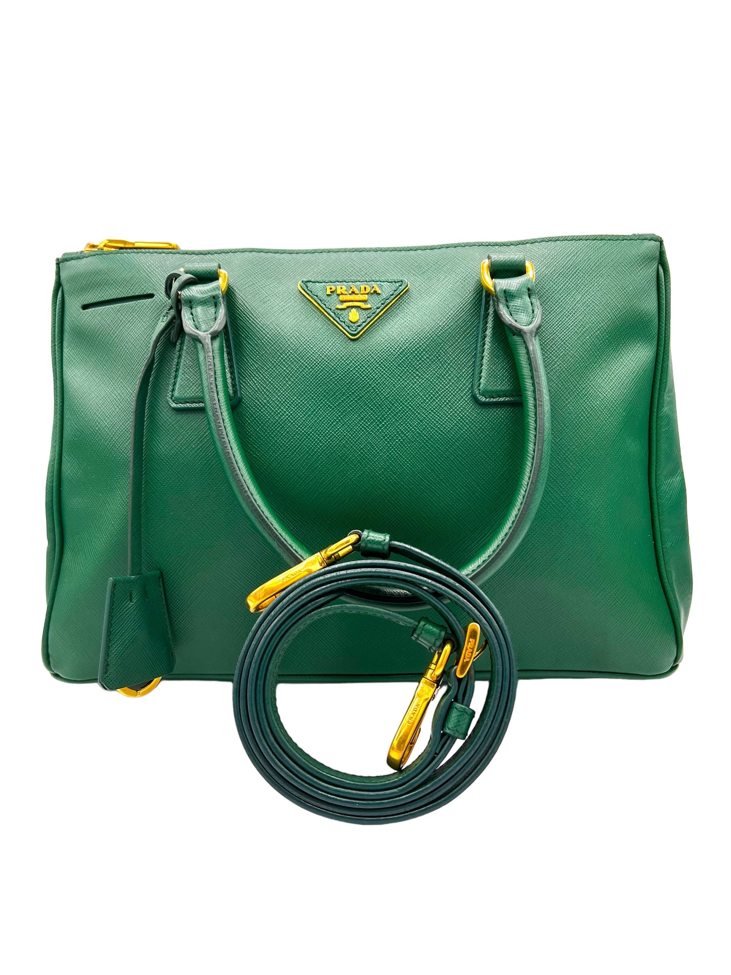 PRADA GREEN SAFFIANO LUX LEATHER MEDIUM GALLERIA TOTE PRADA