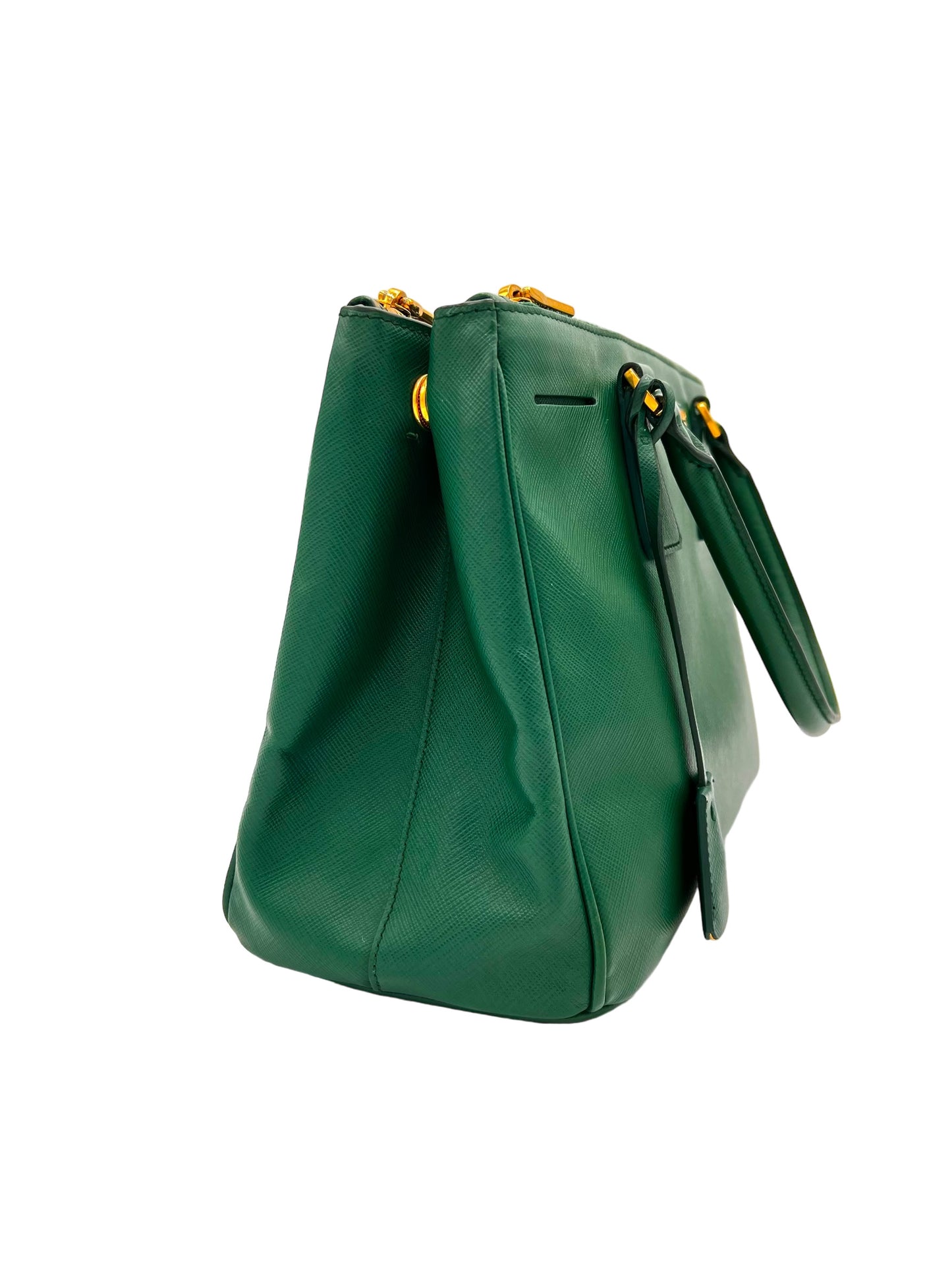 PRADA GREEN SAFFIANO LUX LEATHER MEDIUM GALLERIA TOTE PRADA