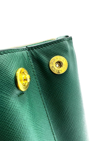 PRADA GREEN SAFFIANO LUX LEATHER MEDIUM GALLERIA TOTE PRADA