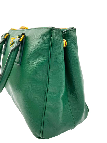 PRADA GREEN SAFFIANO LUX LEATHER MEDIUM GALLERIA TOTE PRADA