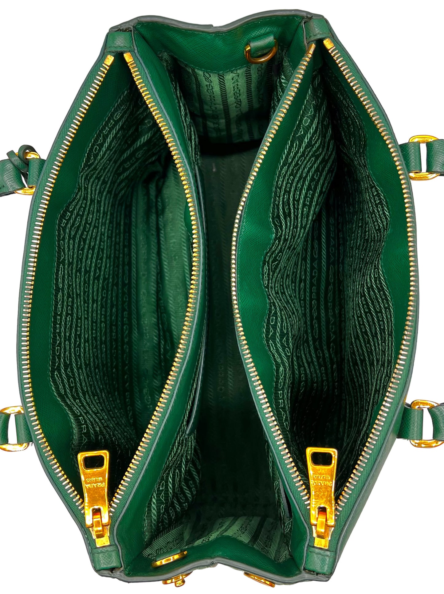 PRADA GREEN SAFFIANO LUX LEATHER MEDIUM GALLERIA TOTE PRADA