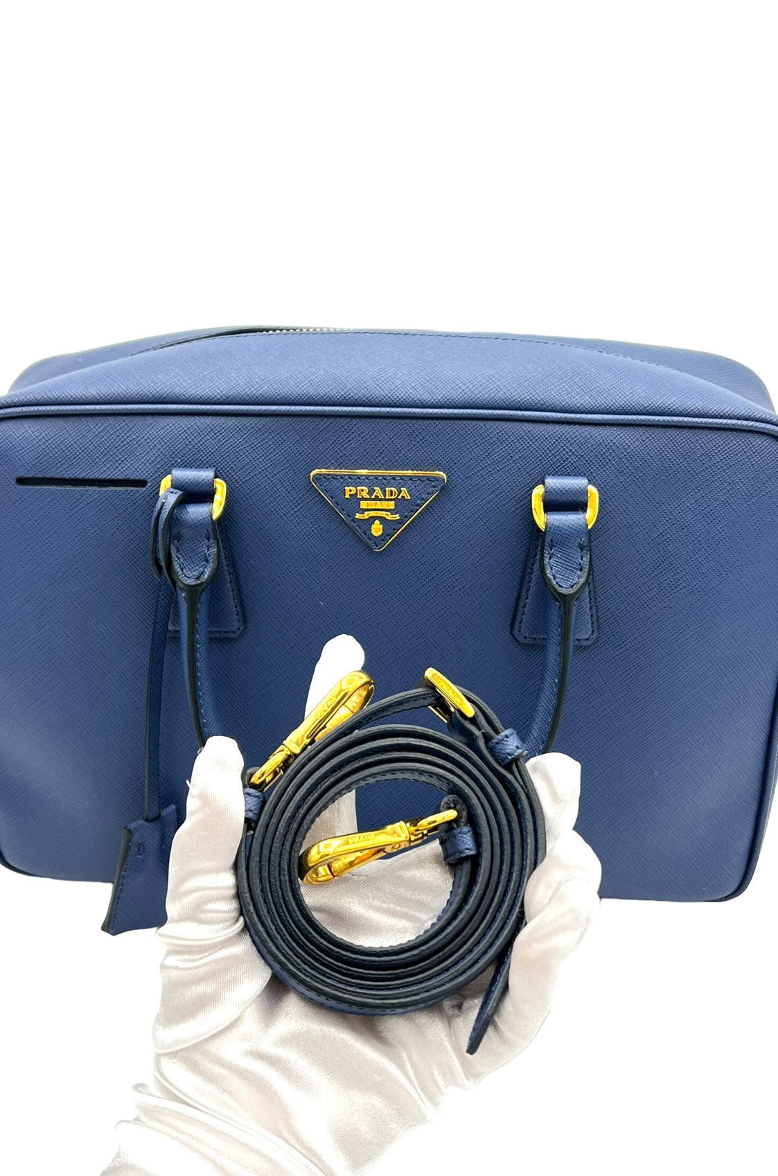 PRADA LUXURY SAFFIANO HANDBAG BLUE