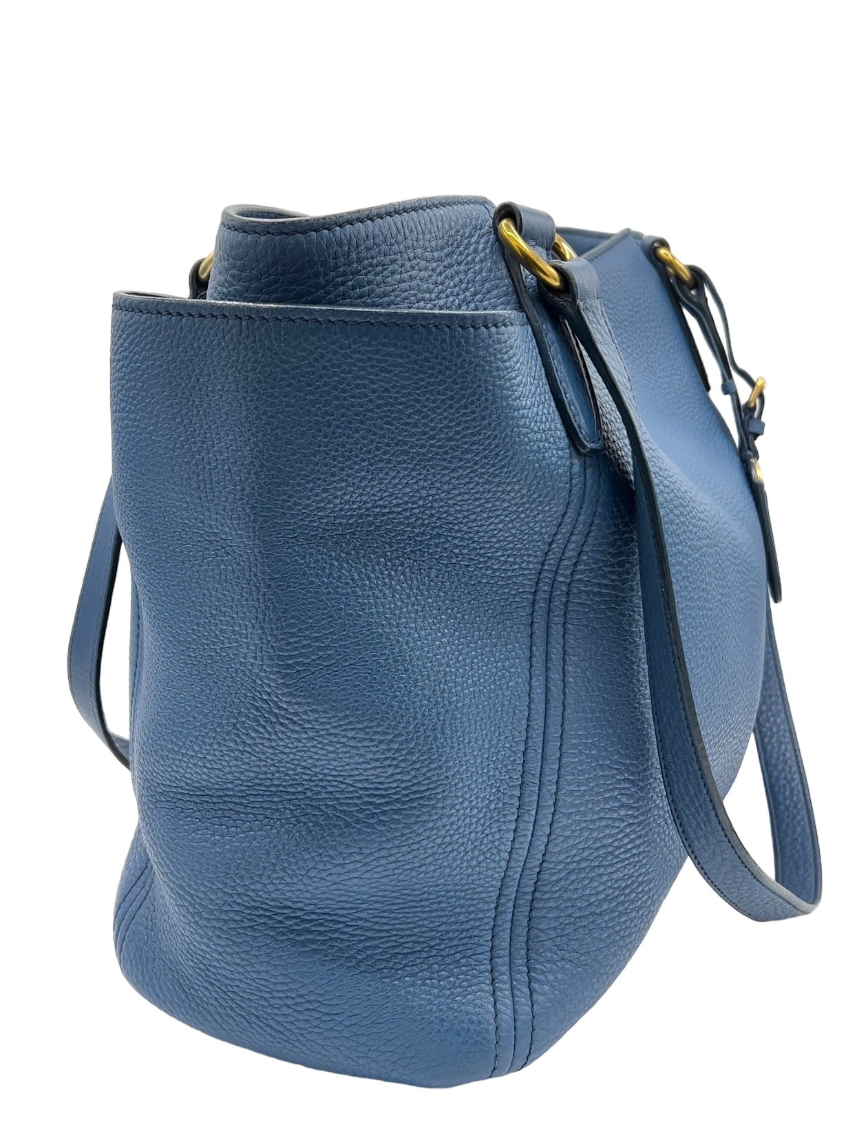 BOLSO TOTE PRADA DAINO DOBLE BOLSILLOS AZUL