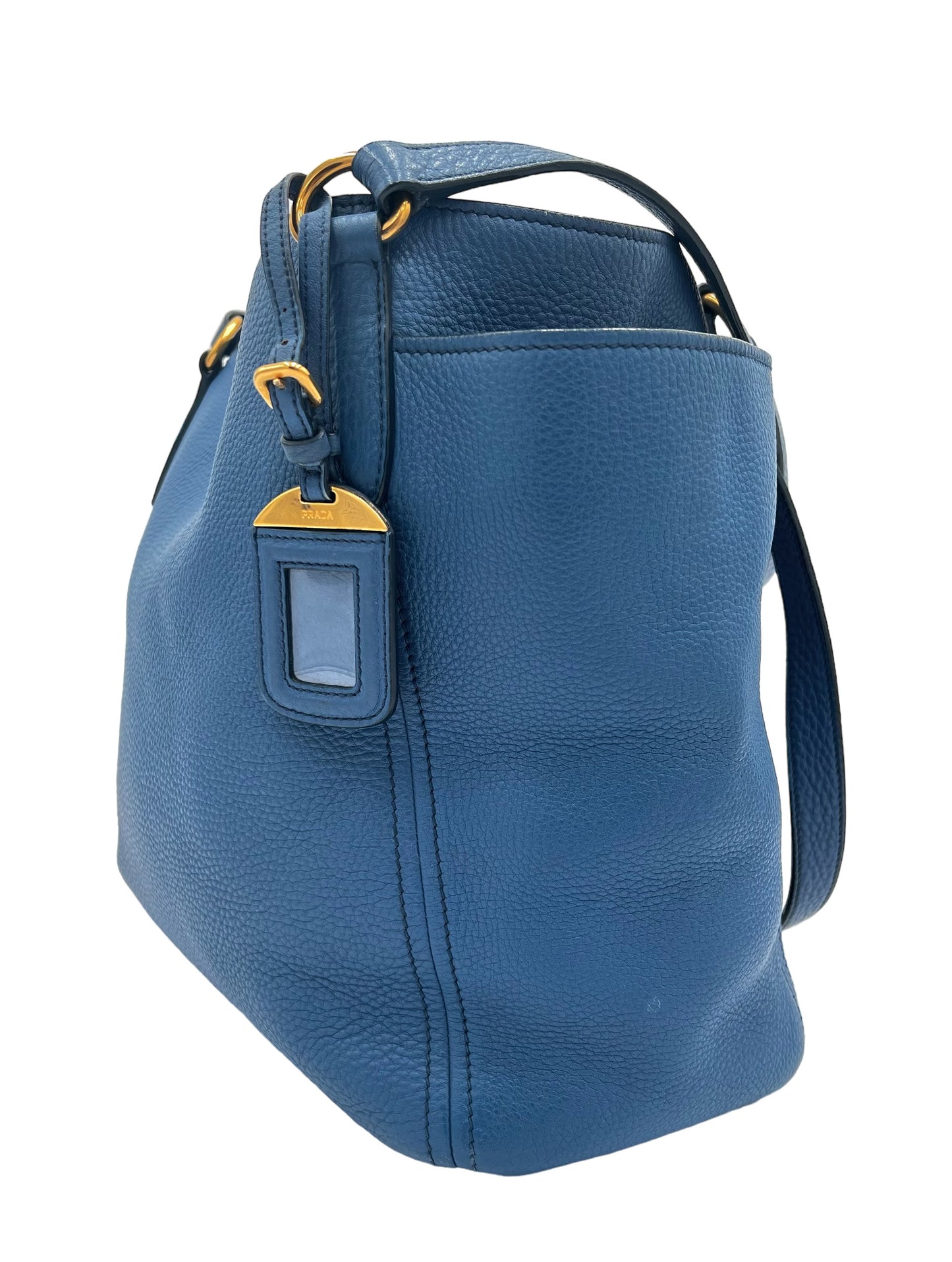 PRADA DAINO DOUBLE-POCKET BLUE TOTE BAG