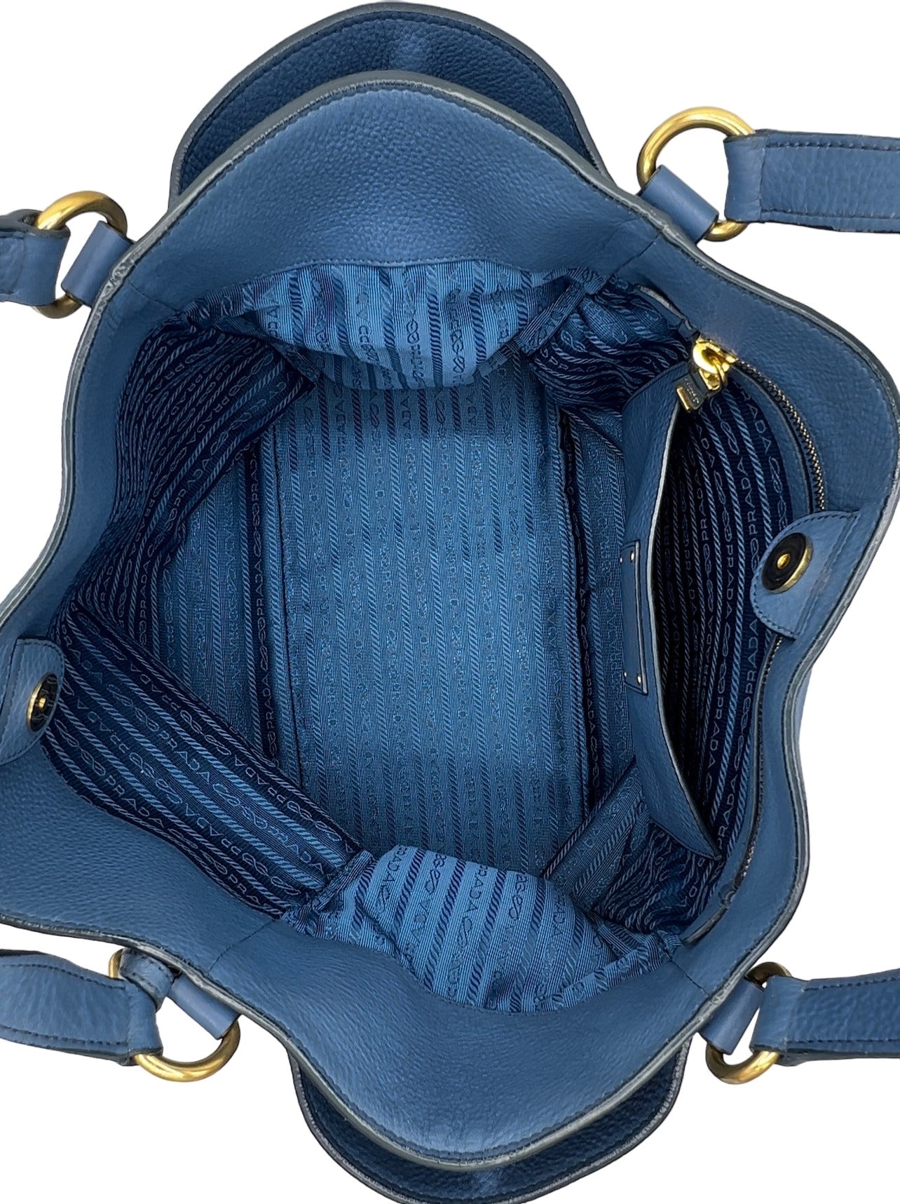 PRADA DAINO DOUBLE-POCKET BLUE TOTE BAG