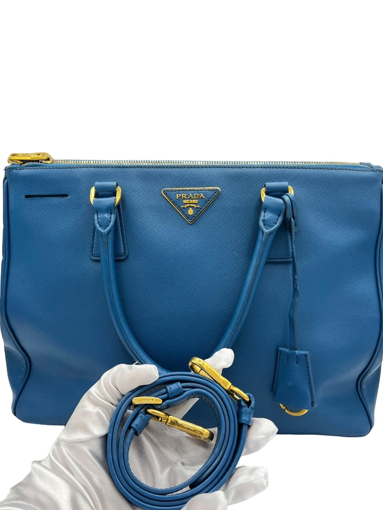 BOLSO DE MANO PRADA DE PIEL SAFFIANO AZUL DE PIEL