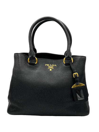 PRADA VITELLO DAINO SHOPPING TOTE BLACK