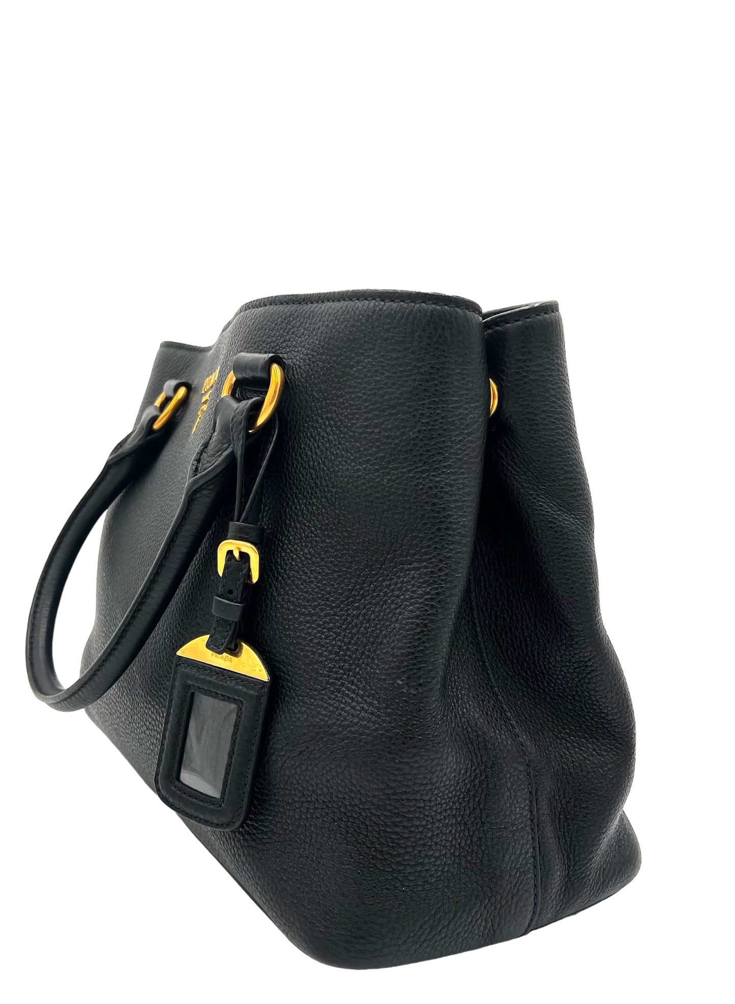 PRADA VITELLO DAINO SHOPPING TOTE BLACK