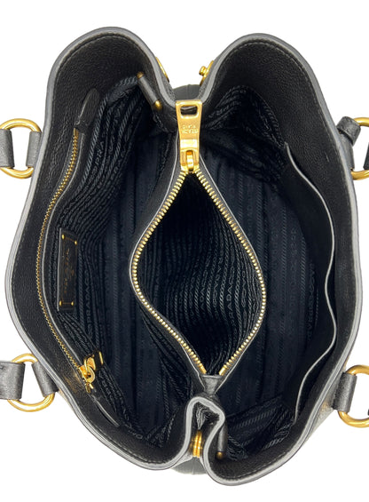 PRADA VITELLO DAINO SHOPPING TOTE BLACK