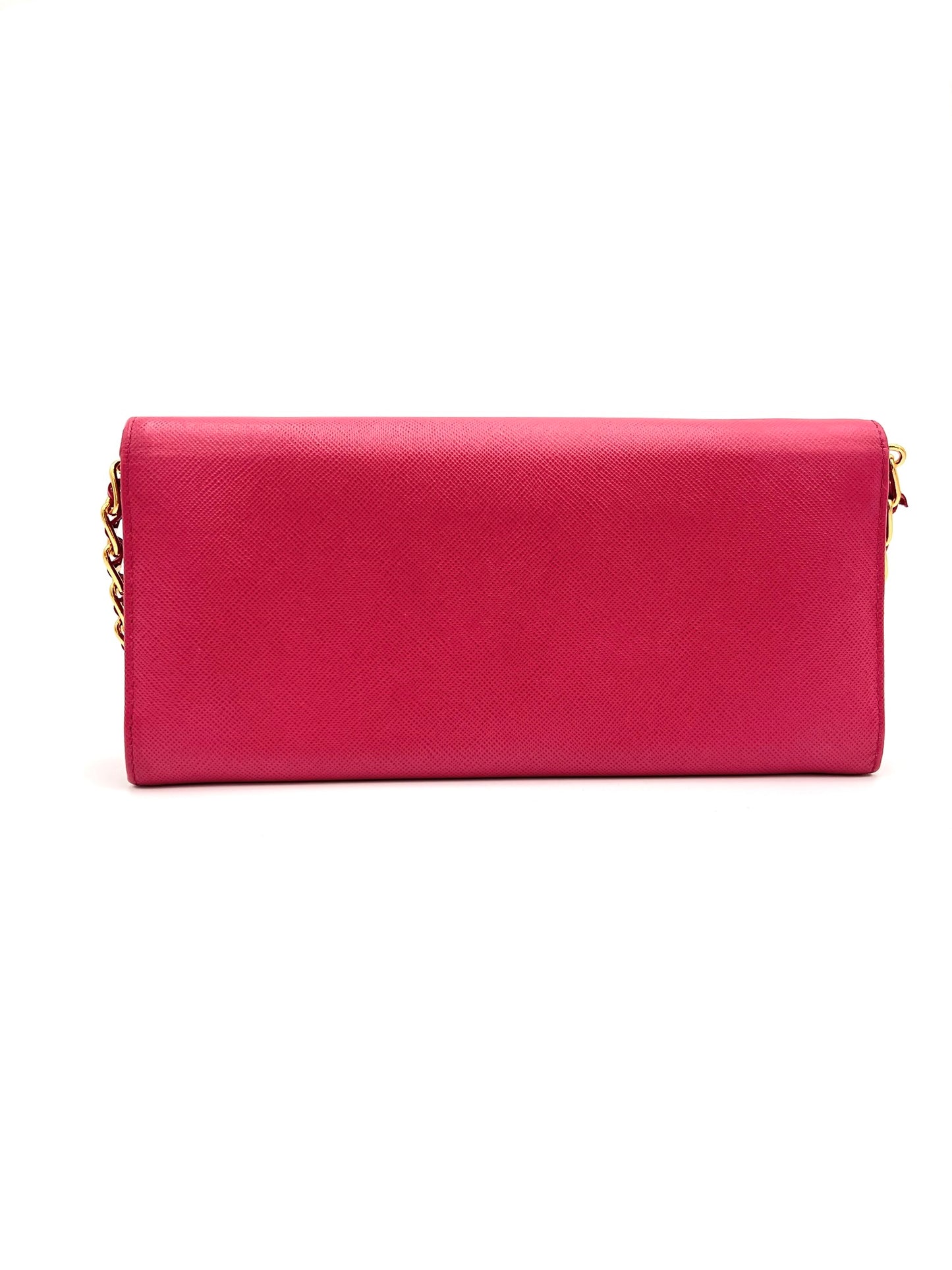 PRADA SAFFIANO WALLET ON CHAIN PINK