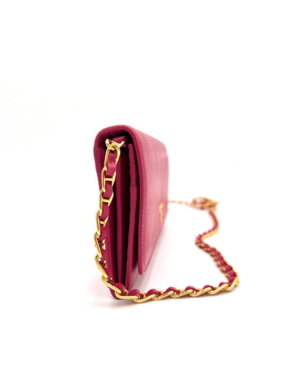 PRADA SAFFIANO WALLET ON CHAIN PINK