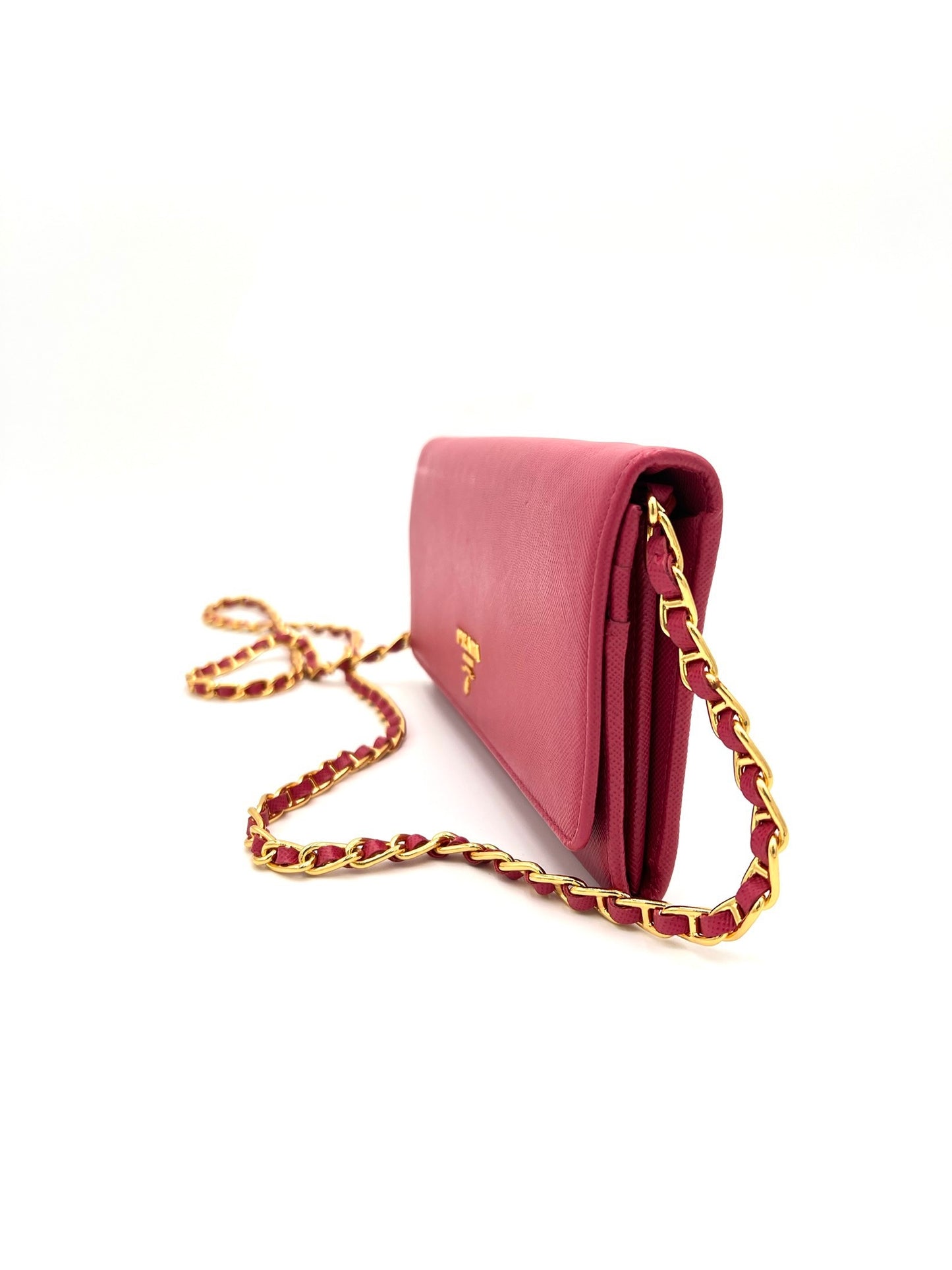 PRADA SAFFIANO WALLET ON CHAIN PINK