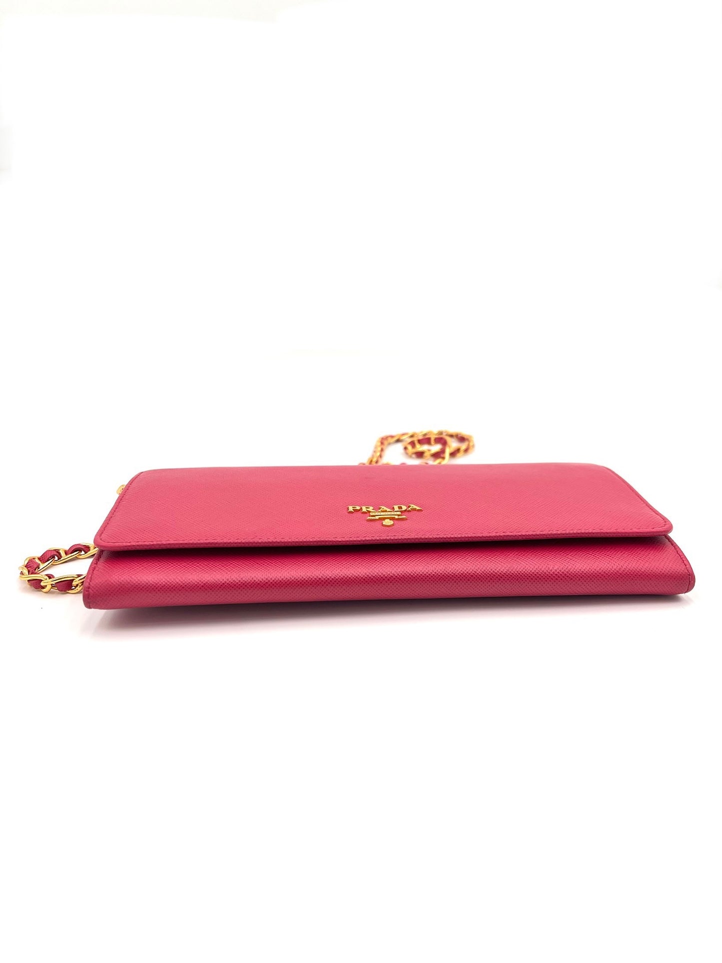 PRADA SAFFIANO WALLET ON CHAIN PINK