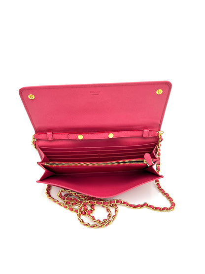 PRADA SAFFIANO WALLET ON CHAIN PINK