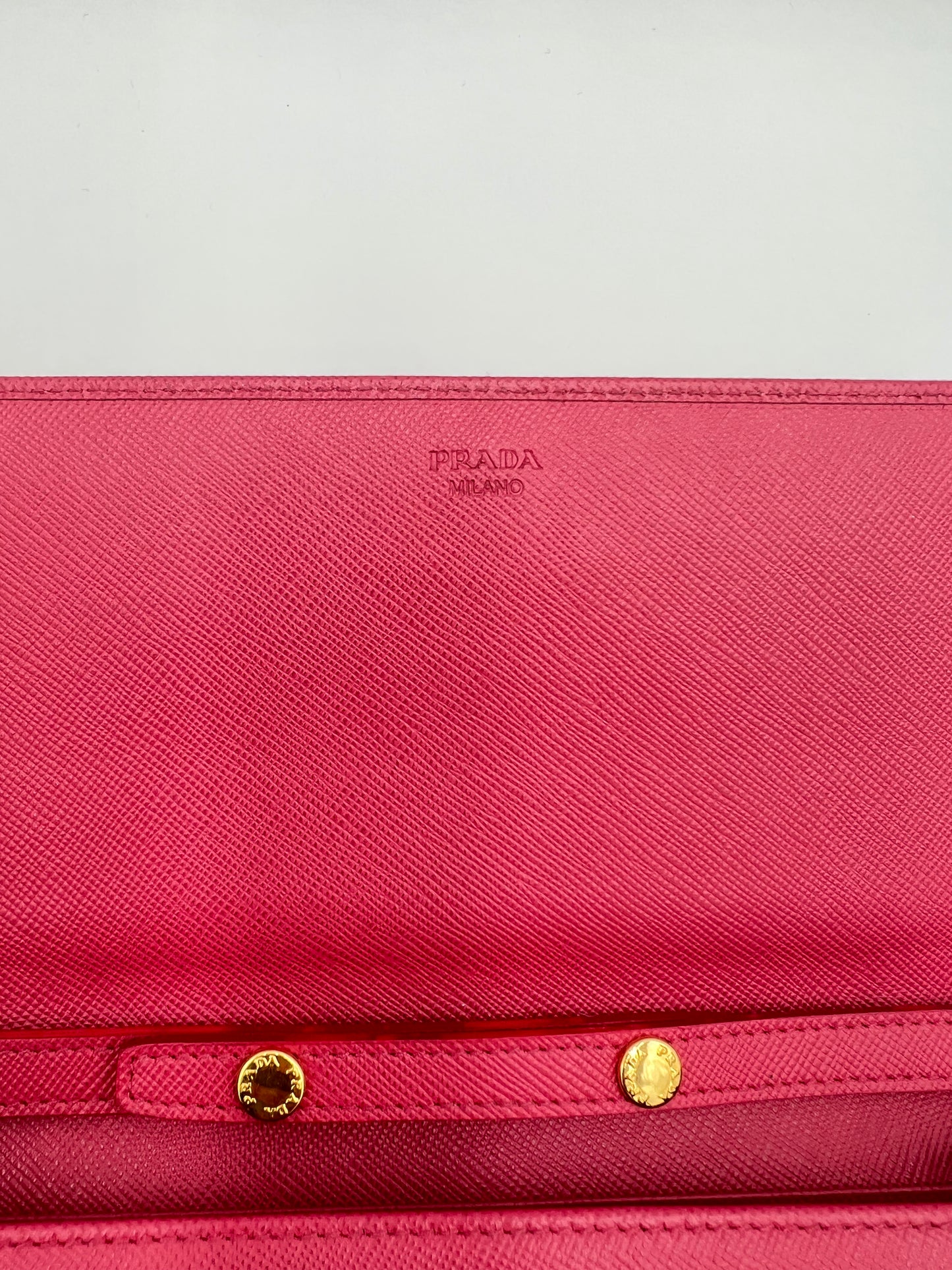 PRADA SAFFIANO WALLET ON CHAIN PINK