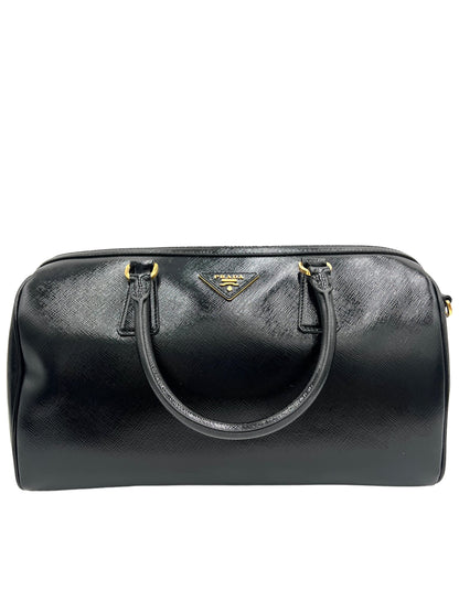 PRADA SAFFIANO LUX BOSTON BAG BLACK