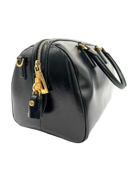 PRADA SAFFIANO LUX BOSTON BAG BLACK