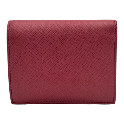 PRADA PINK LEATHER PEBBLED TRI FOLD WALLET