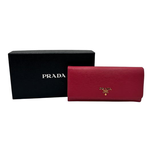 PRADA VITELLO MOVE CONTINENTAL FLAP TRAVEL WALLET PEONIA