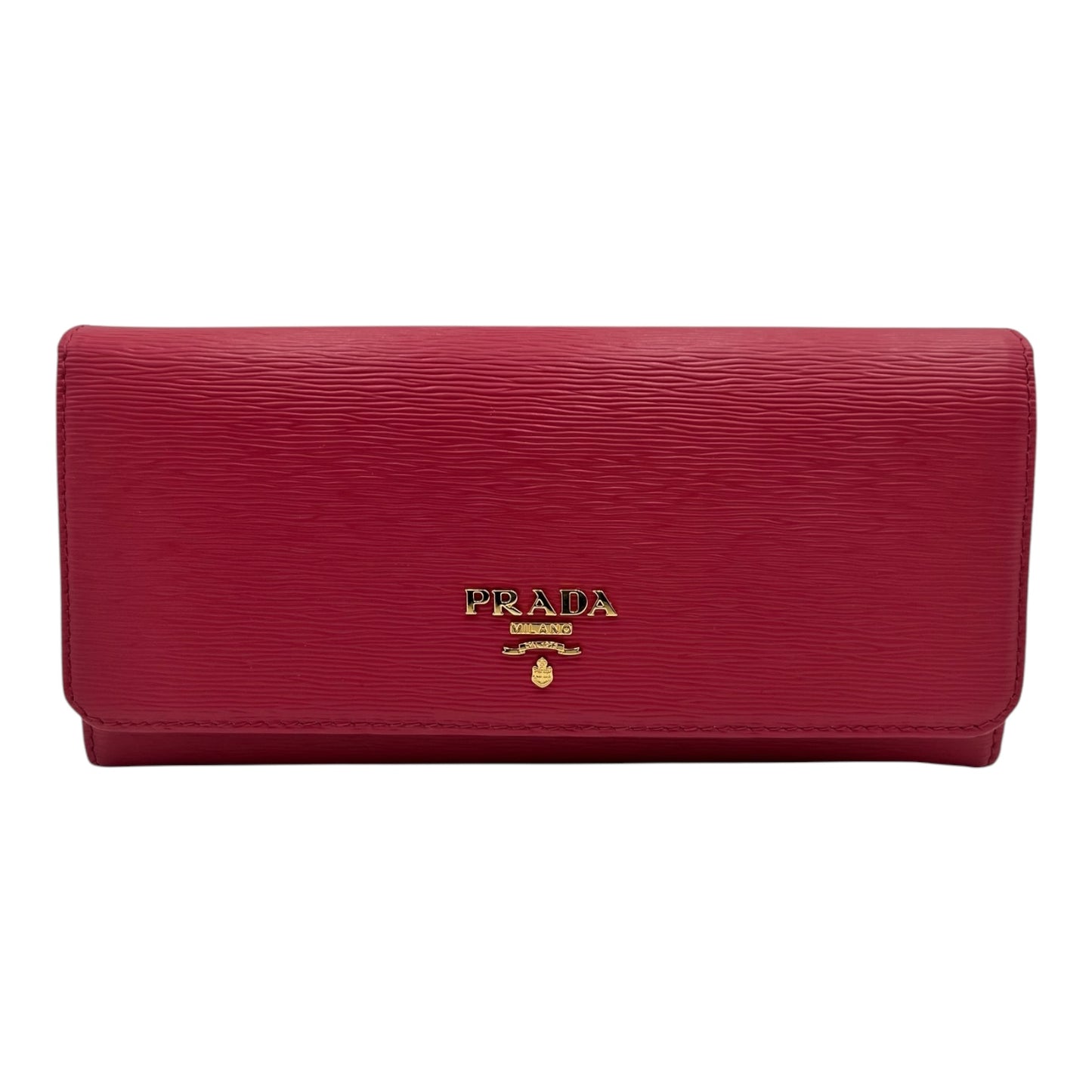 PRADA VITELLO MOVE CONTINENTAL FLAP TRAVEL WALLET PEONIA