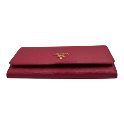 PRADA VITELLO MOVE CONTINENTAL FLAP TRAVEL WALLET PEONIA