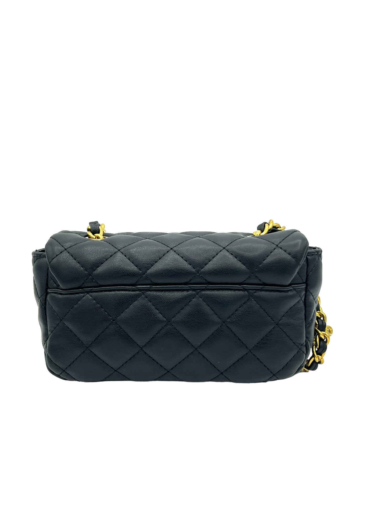 VERSACE JEANS DIAMOND QUILTED BANDOLERA DE PIEL NEGRO