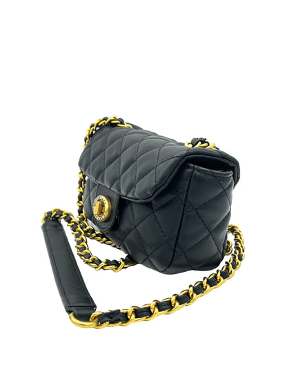 VERSACE JEANS DIAMOND QUILTED BANDOLERA DE PIEL NEGRO