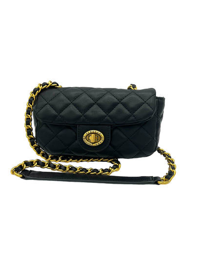 VERSACE JEANS DIAMOND QUILTED BANDOLERA DE PIEL NEGRO