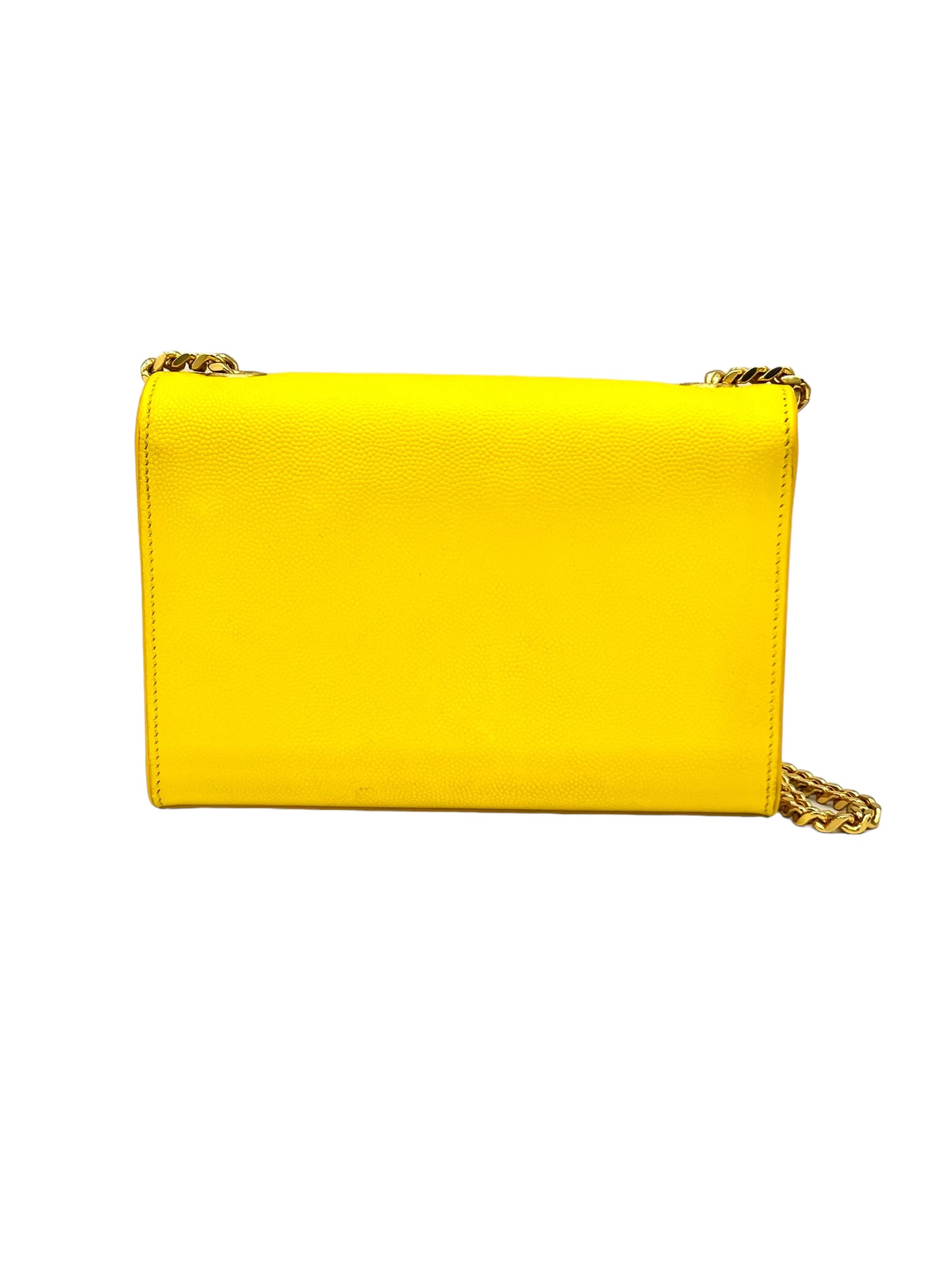 YSL CLASSIC MONOGRAM KATE LEATHER SHOULDER BAG IN YELLOW