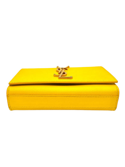 YSL CLASSIC MONOGRAM KATE LEATHER SHOULDER BAG IN YELLOW